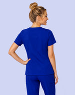 Women's One-Pocket V-neck Scrub Top Galaxy Blue
