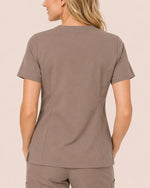 Women's One-Pocket V-neck Scrub Top Mocha