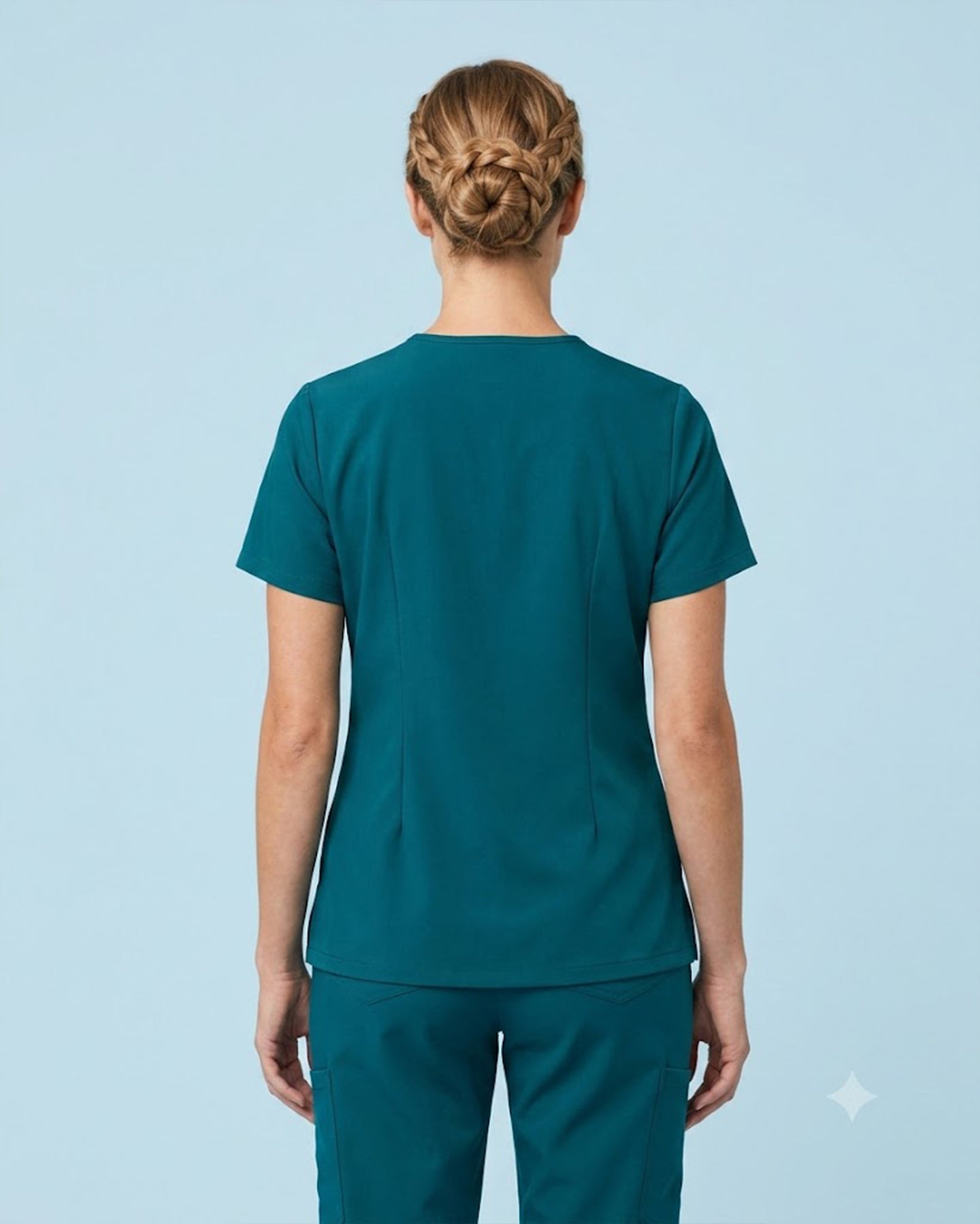 Women's One-Pocket V-neck Scrub Top Caribbean Blue
