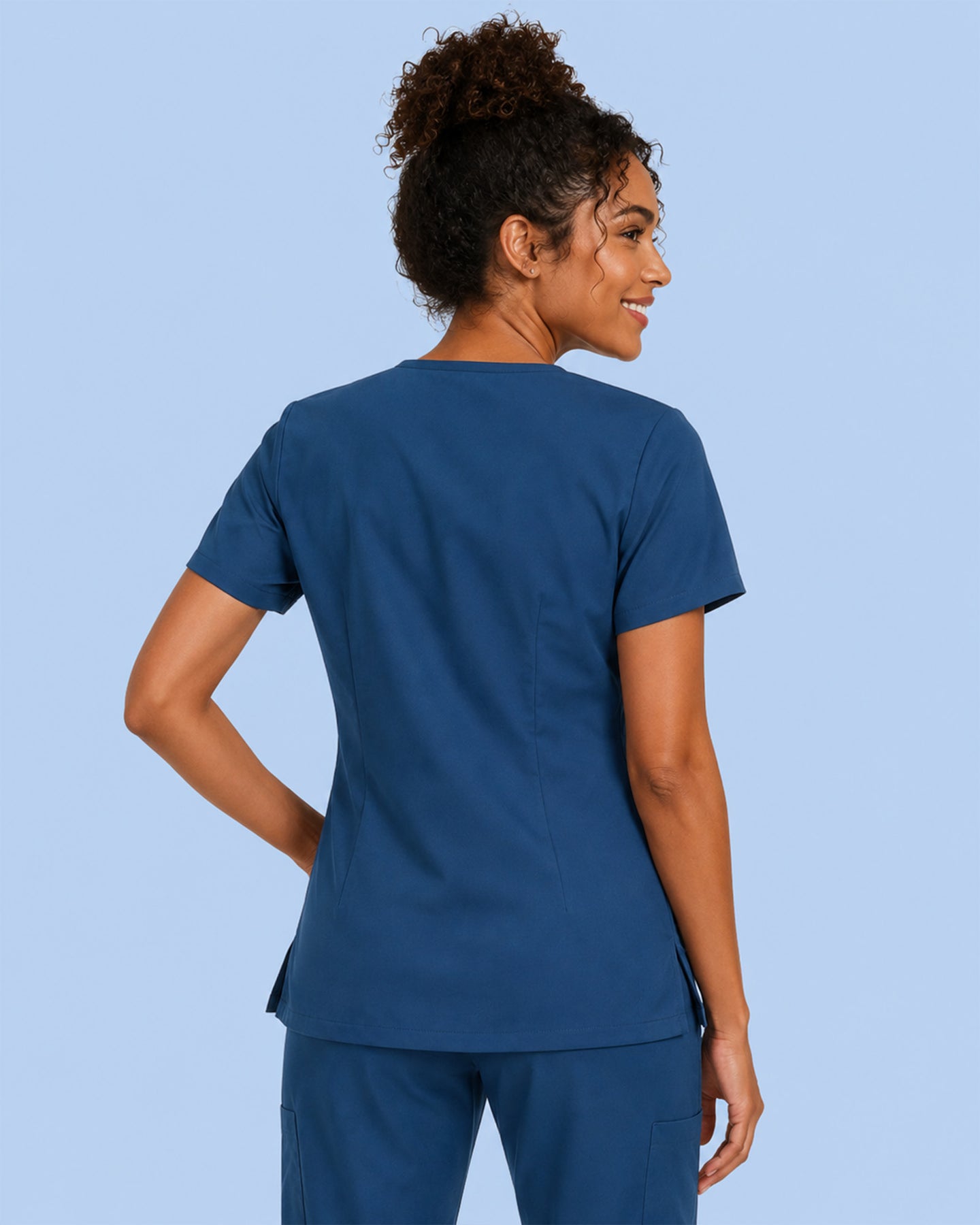 Women's One-Pocket V-neck Scrub Top Ocean