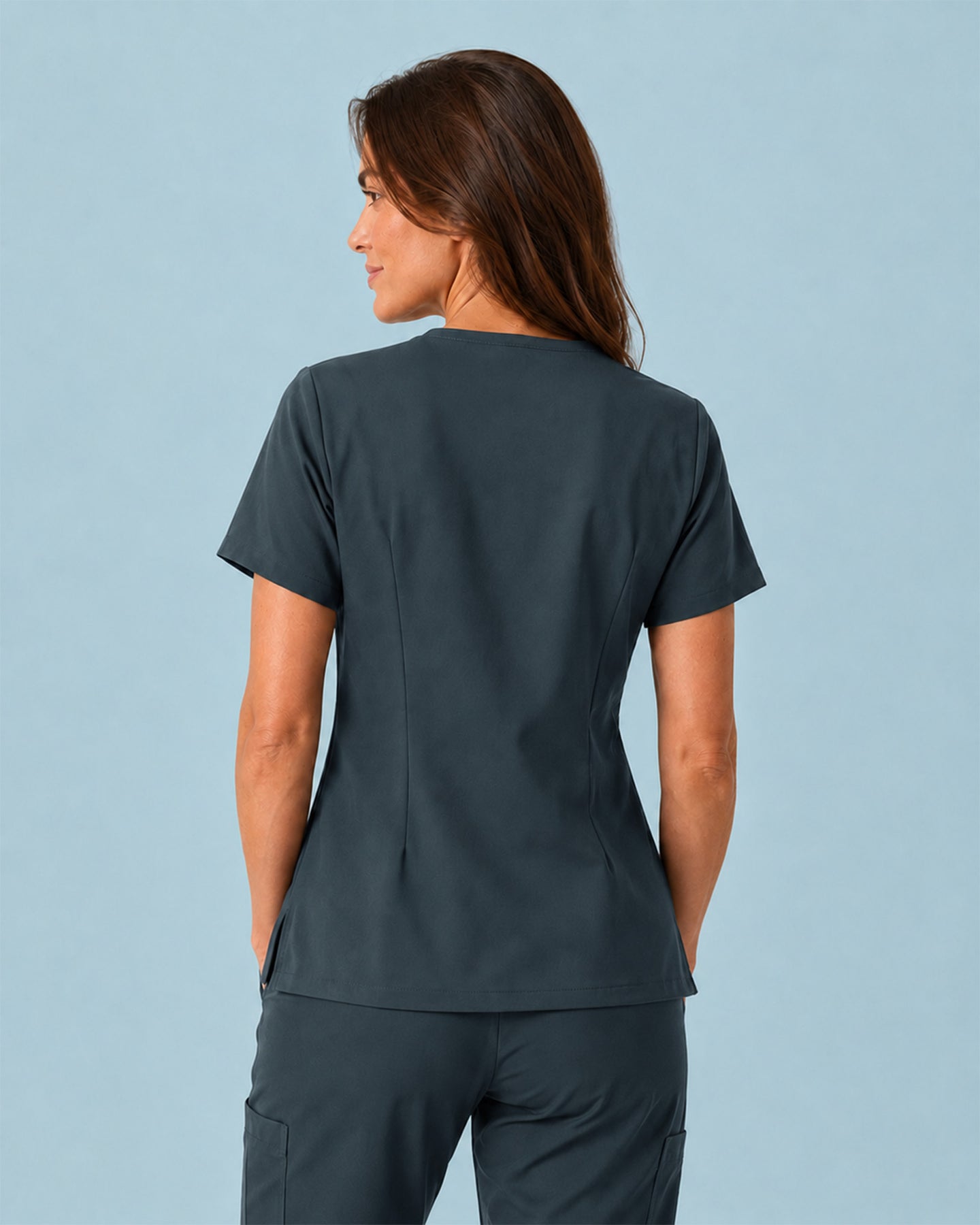 Women's One-Pocket V-neck Scrub Top Dark Harbor
