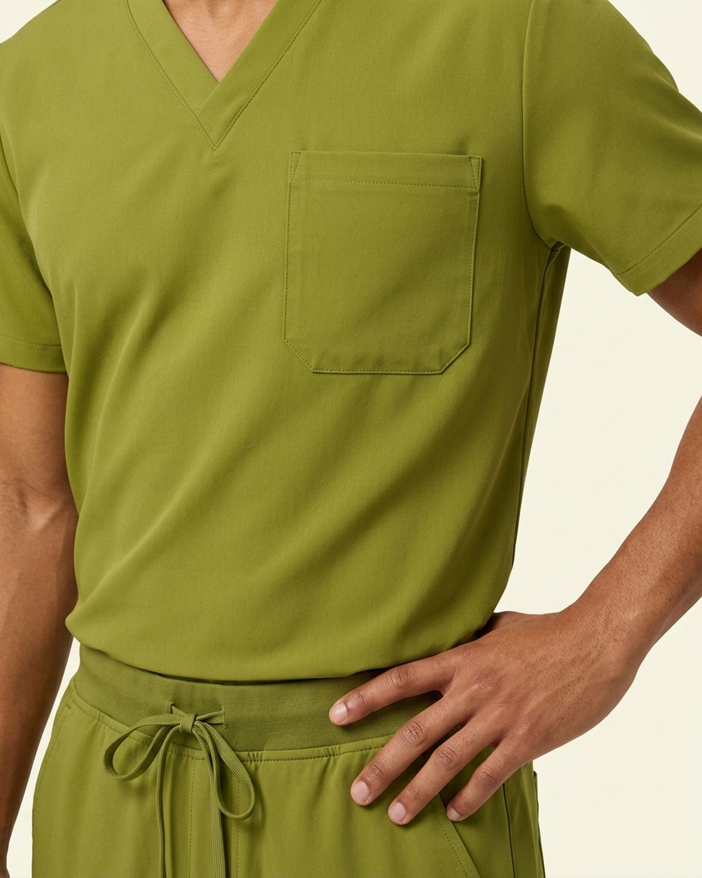 Men's One-Pocket V-neck Scrub Top Avocado