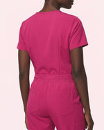 Women's One-Pocket V-neck Scrub Top Wild Berry