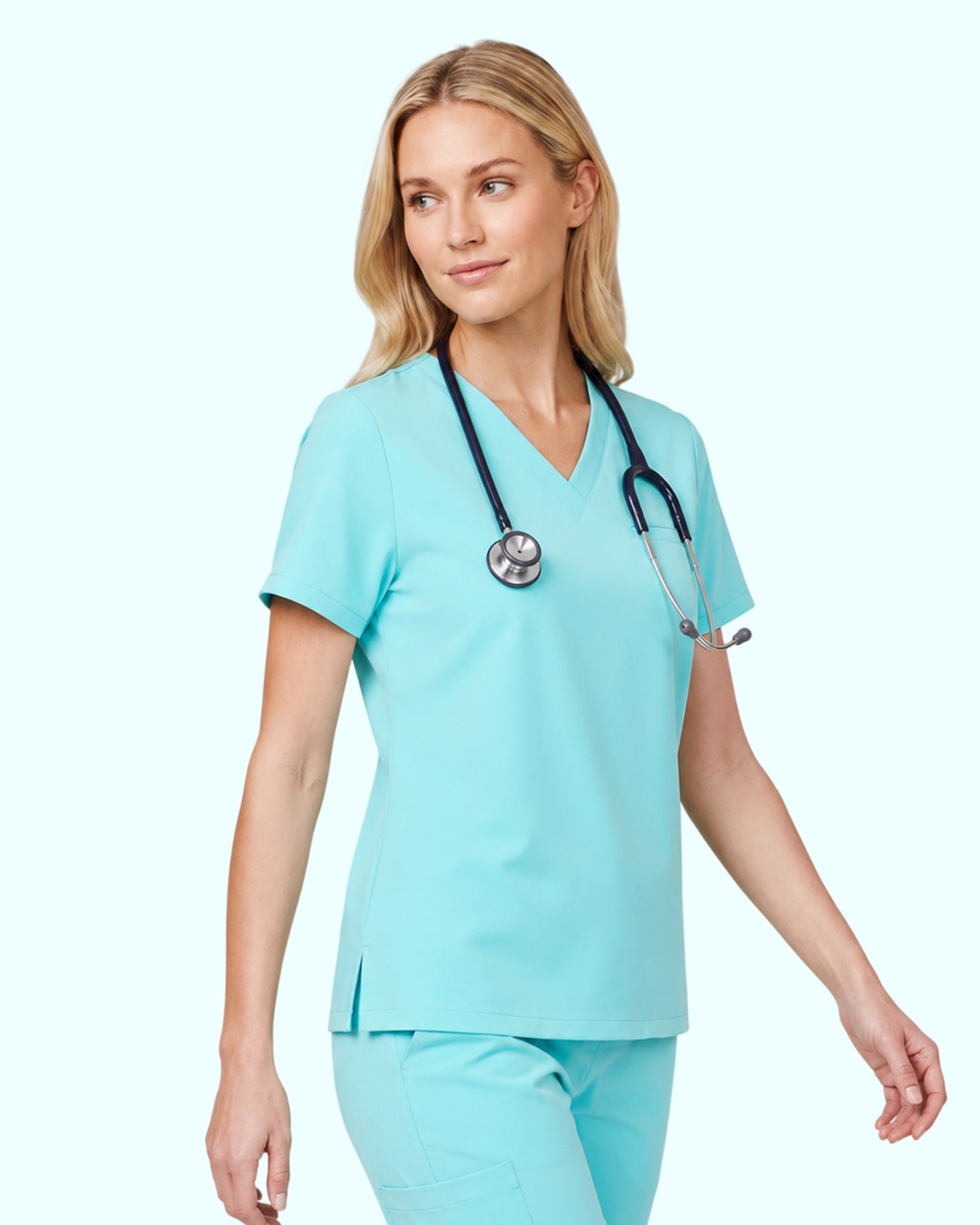 Women's One-Pocket V-neck Scrub Top Surf