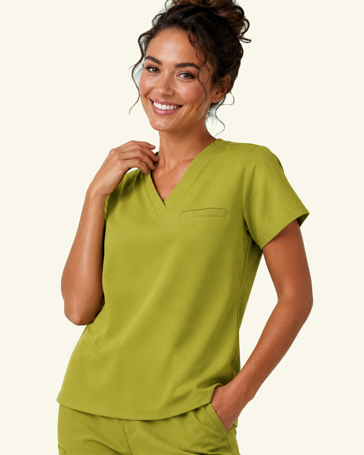 Women's One-Pocket V-neck Scrub Top Avocado