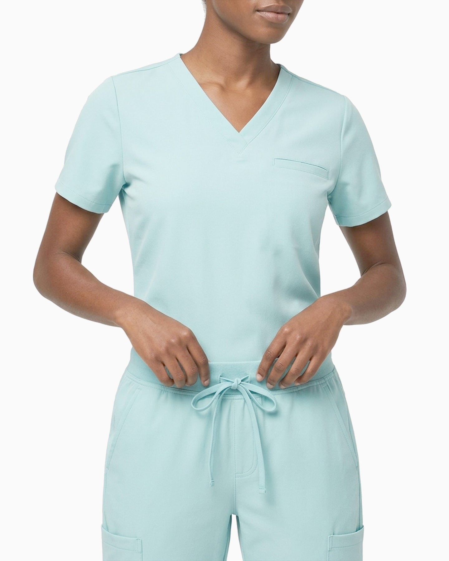 Women's One-Pocket V-neck Scrub Top Sky Blue