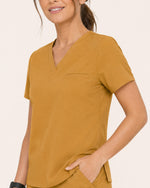 Women's One-Pocket V-neck Scrub Top Cider