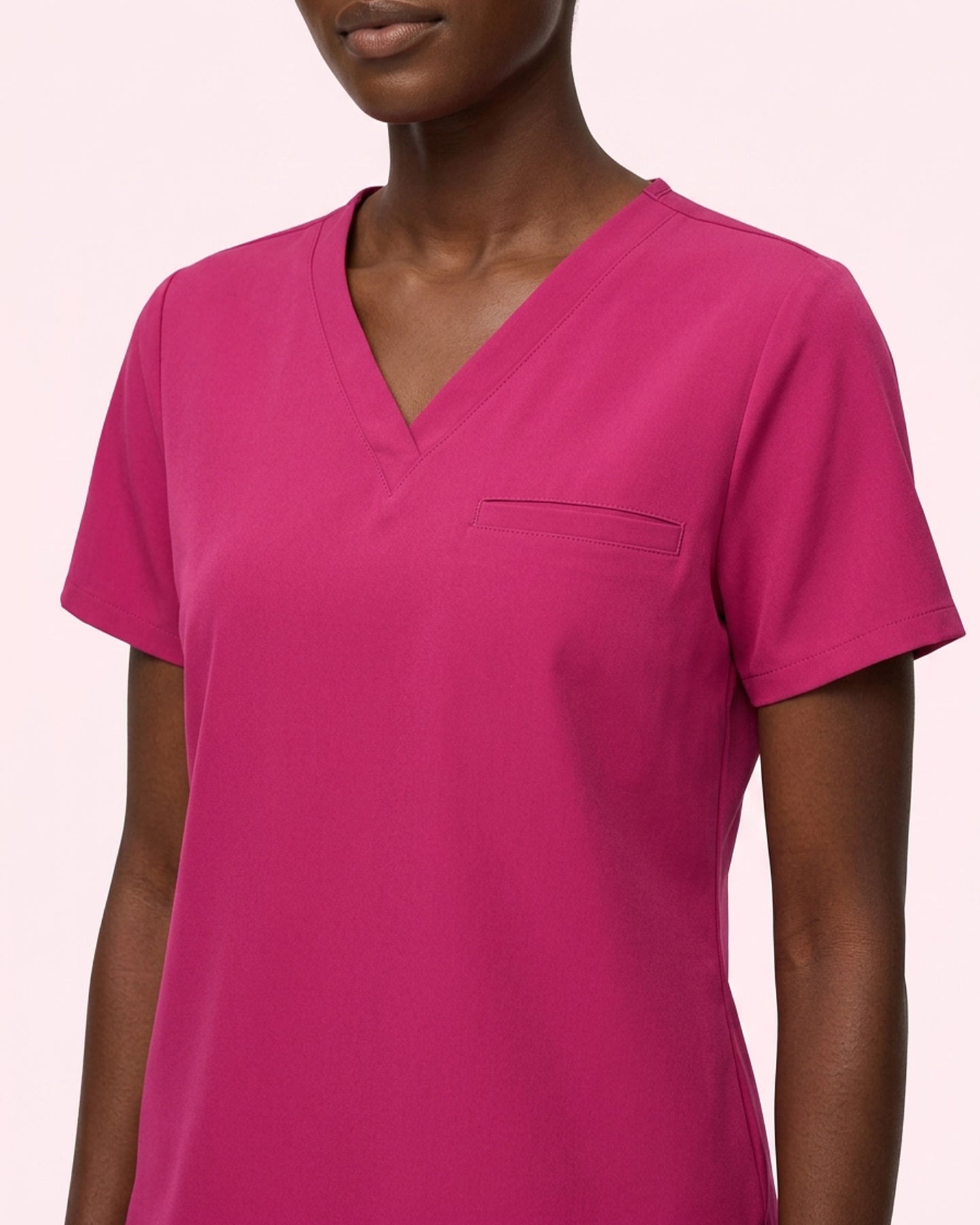 Women's One-Pocket V-neck Scrub Top Wild Berry