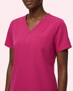 Women's One-Pocket V-neck Scrub Top Wild Berry