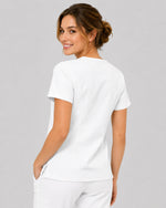 Women's One-Pocket V-neck Scrub Top White