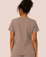 Women's One-Pocket V-neck Scrub Top Mocha