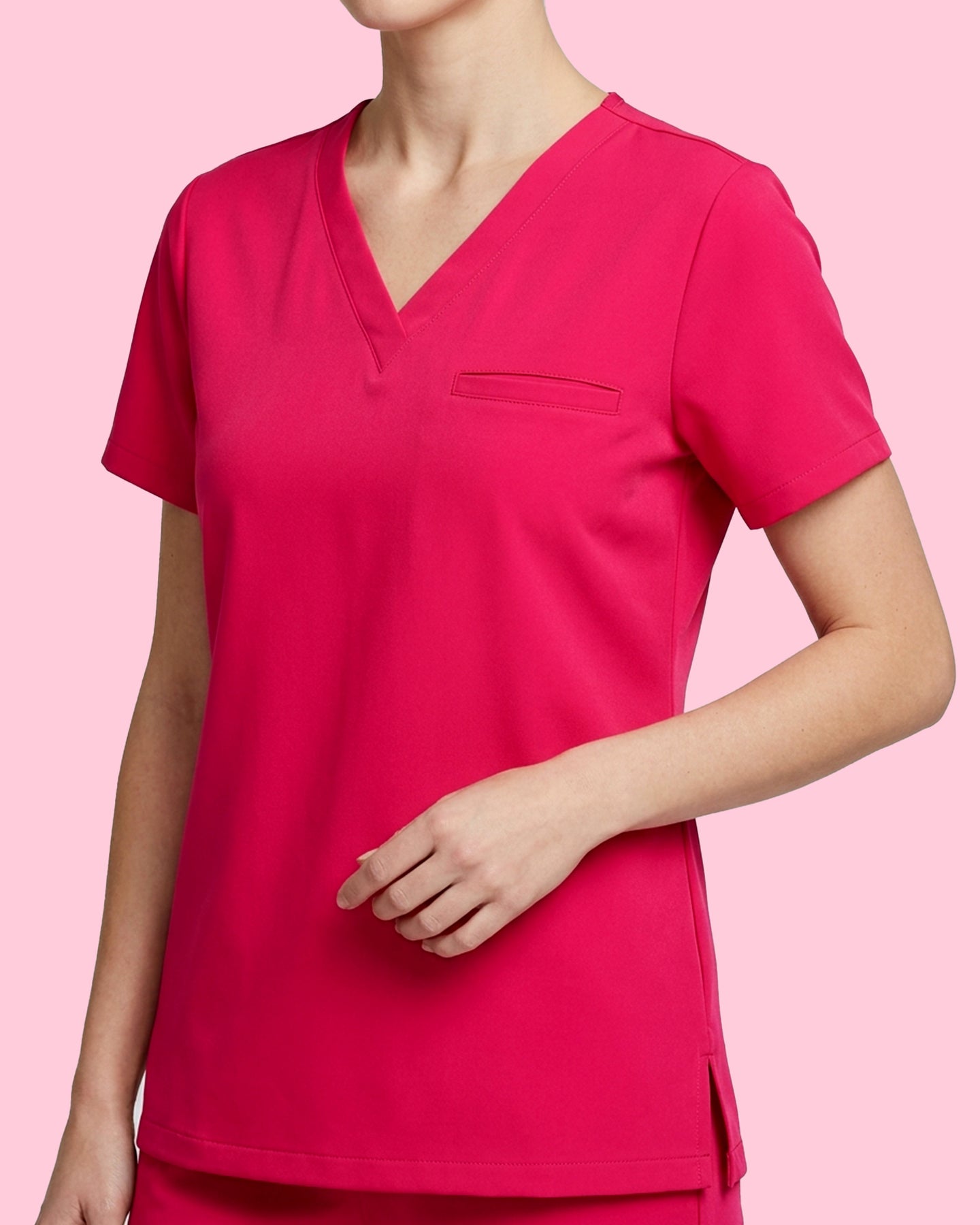 Women's One-Pocket V-neck Scrub Top Sangria