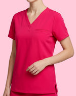 Women's One-Pocket V-neck Scrub Top Sangria
