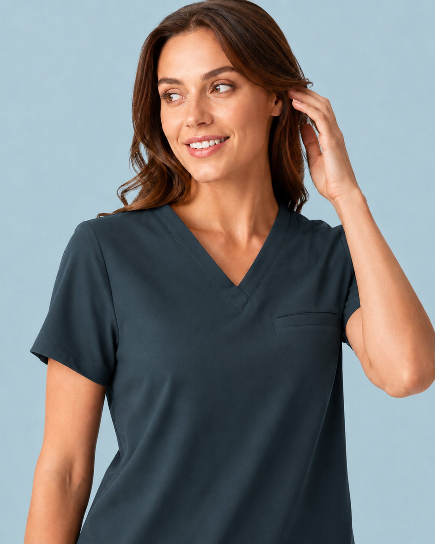 Women's One-Pocket V-neck Scrub Top Dark Harbor