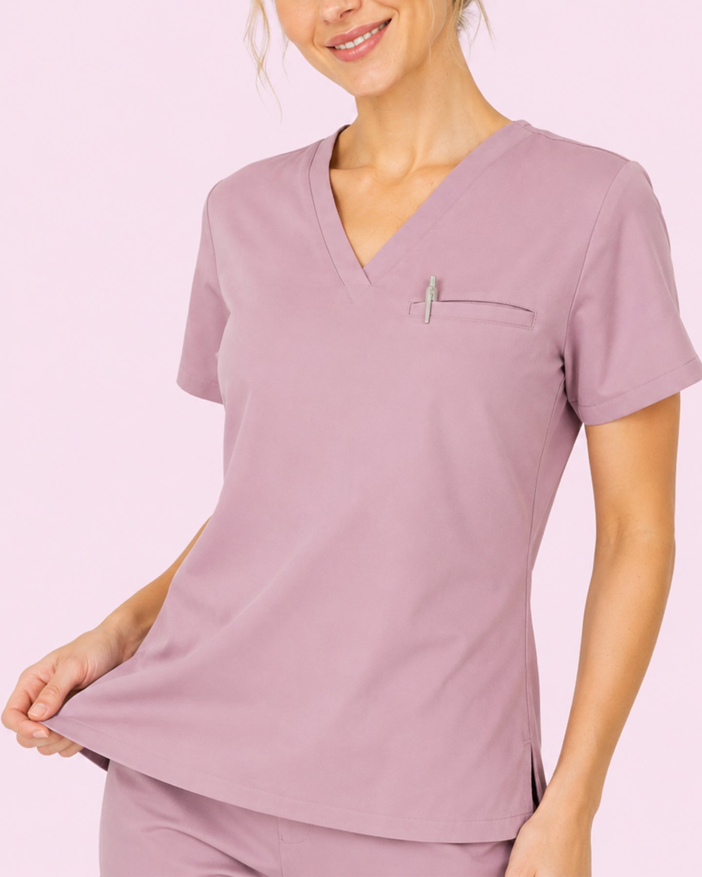 Women's One-Pocket V-neck Scrub Top Blossom