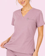 Women's One-Pocket V-neck Scrub Top Blossom