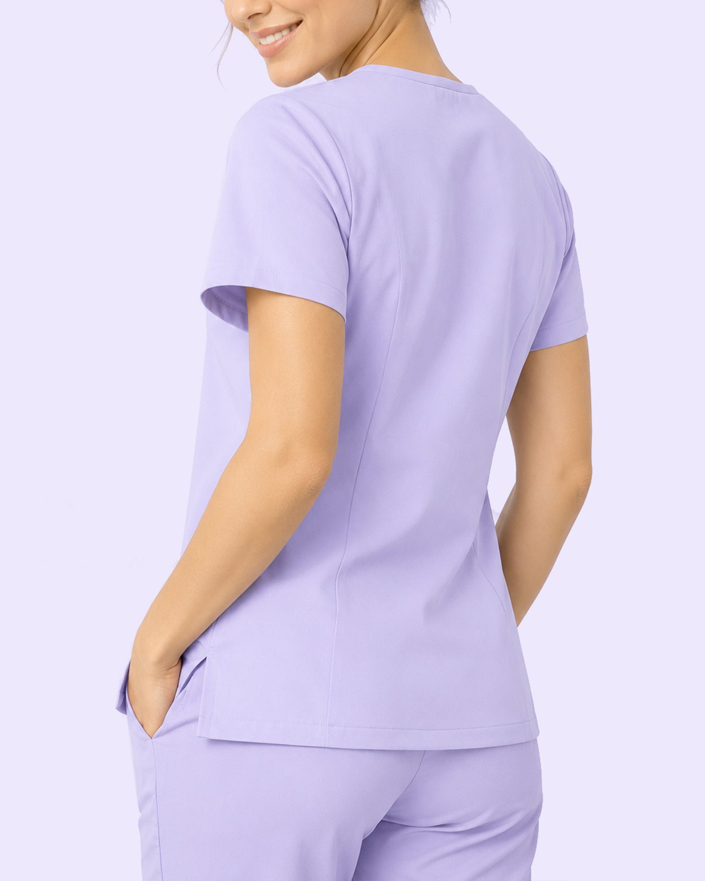 Women's One-Pocket V-neck Scrub Top Lavender