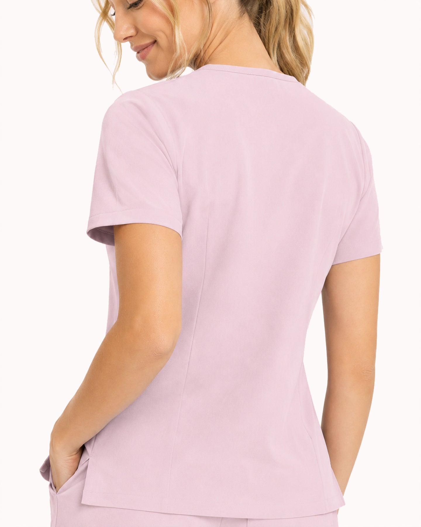 Women's One-Pocket V-neck Scrub Top Rose Quartz