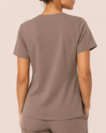 Women's One-Pocket V-neck Scrub Top Mocha