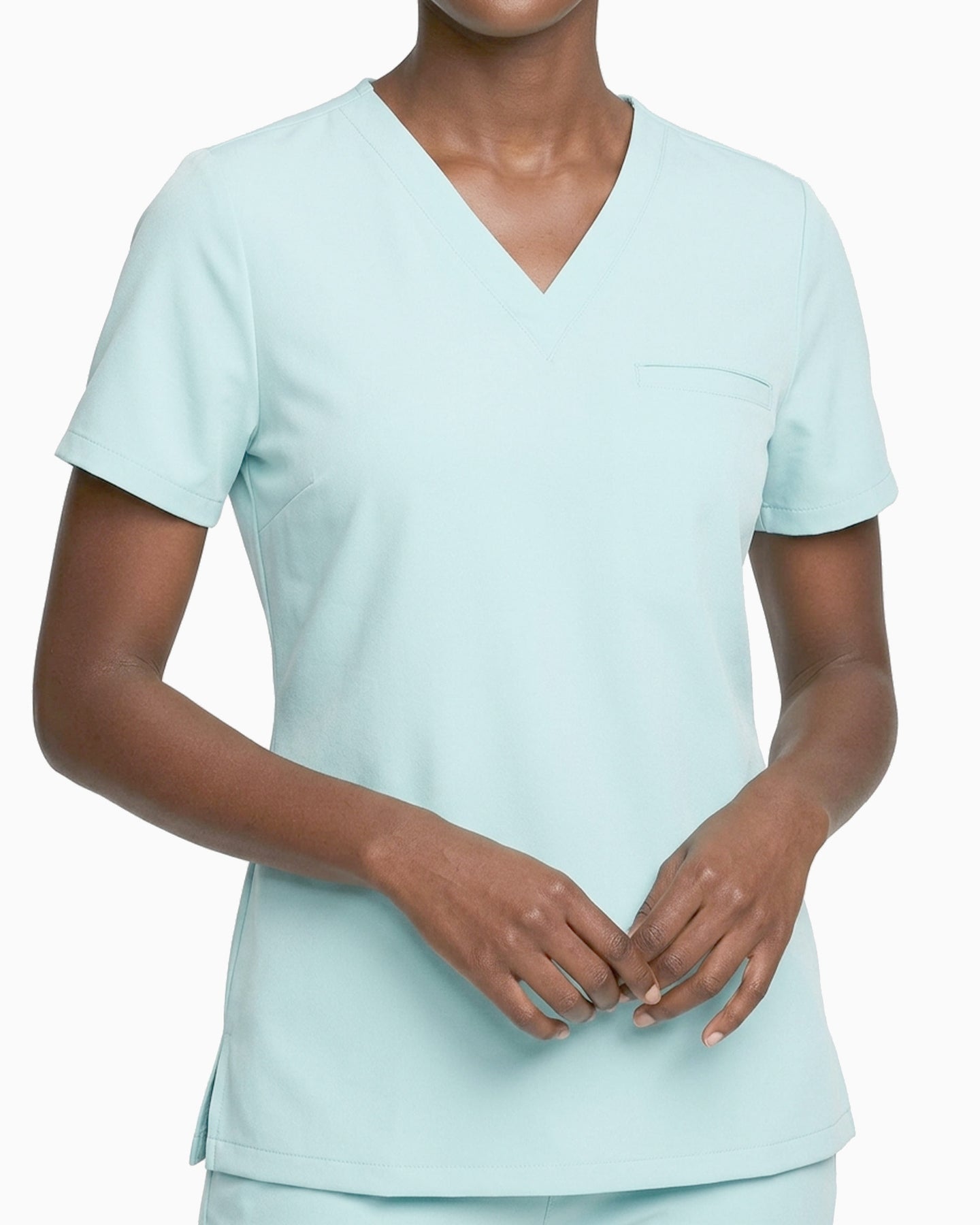 Women's One-Pocket V-neck Scrub Top Sky Blue