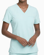 Women's One-Pocket V-neck Scrub Top Sky Blue