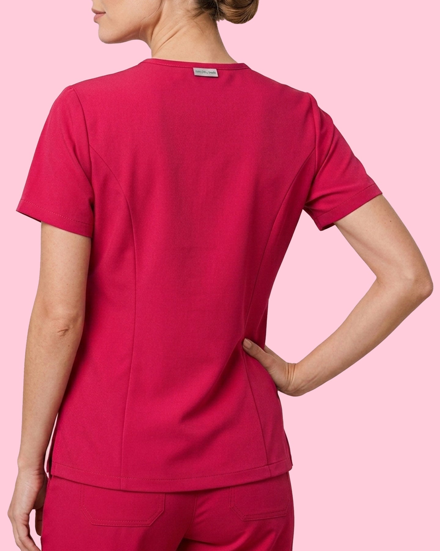 Women's One-Pocket V-neck Scrub Top Sangria
