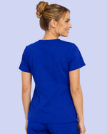Women's One-Pocket V-neck Scrub Top Galaxy Blue