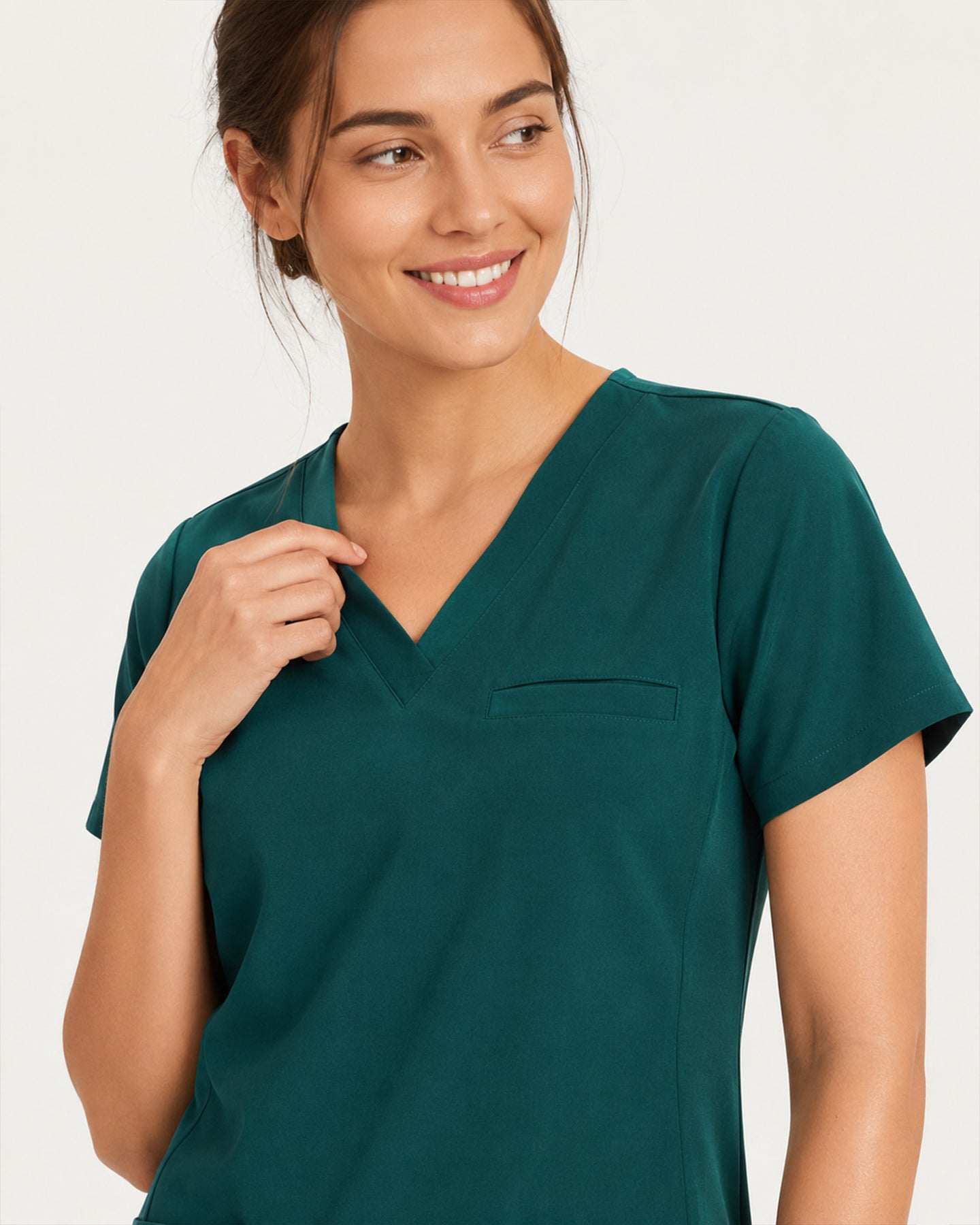 Women's One-Pocket V-neck Scrub Top Midnight Green