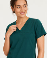 Women's One-Pocket V-neck Scrub Top Midnight Green