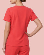 Women's One-Pocket V-neck Scrub Top Coral