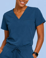 Women's One-Pocket V-neck Scrub Top Ocean