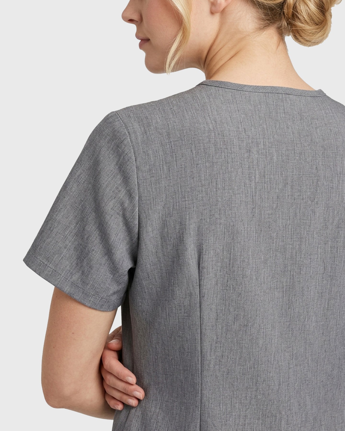 Women's One-Pocket V-neck Scrub Top Heather Gray