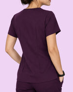 Women's One-Pocket V-neck Scrub Top Deep Eggplant