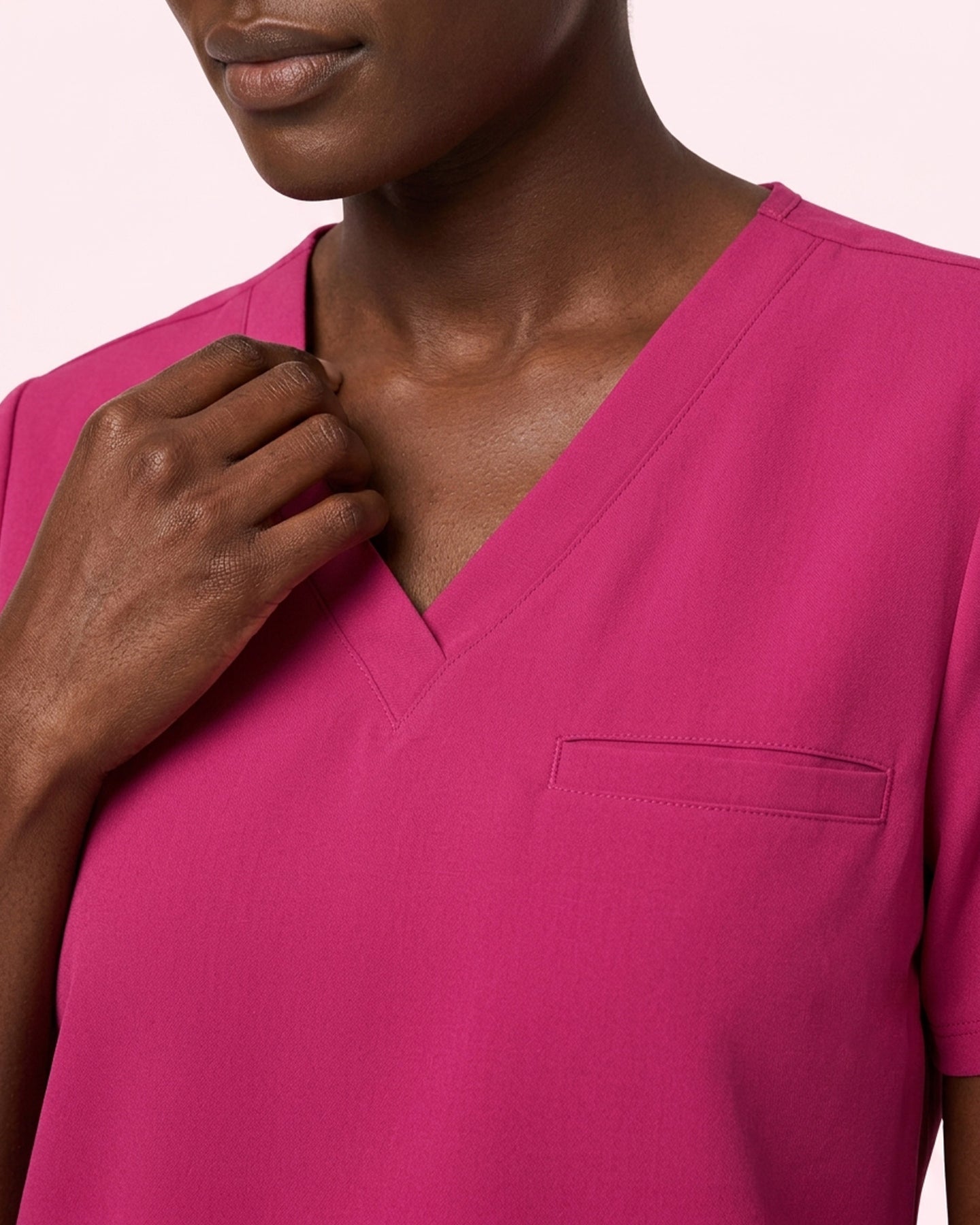 Women's One-Pocket V-neck Scrub Top Wild Berry