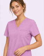 Women's One-Pocket V-neck Scrub Top Lilac