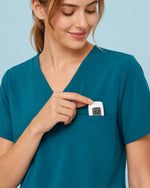 Women's One-Pocket V-neck Scrub Top Caribbean Blue