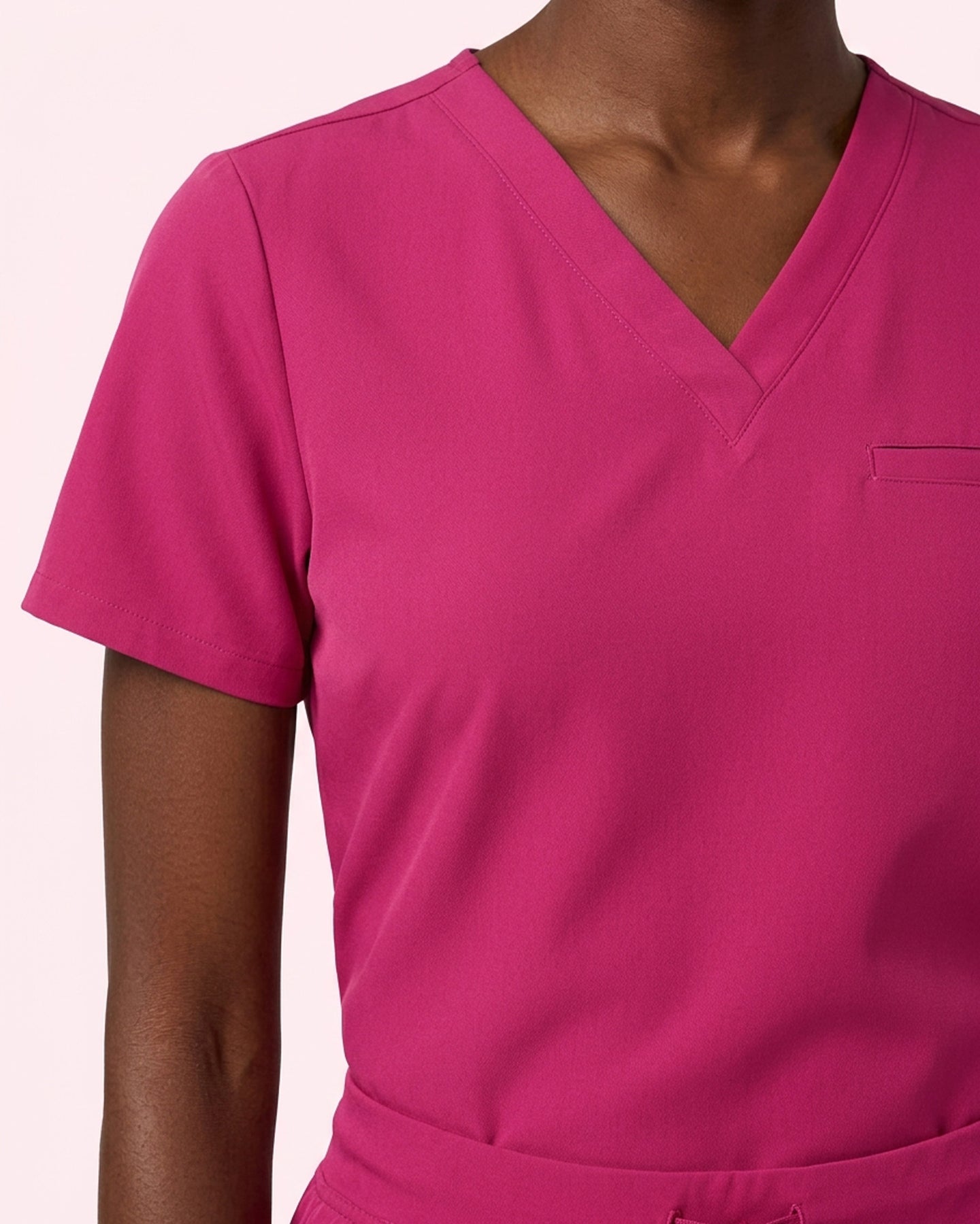 Women's One-Pocket V-neck Scrub Top Wild Berry