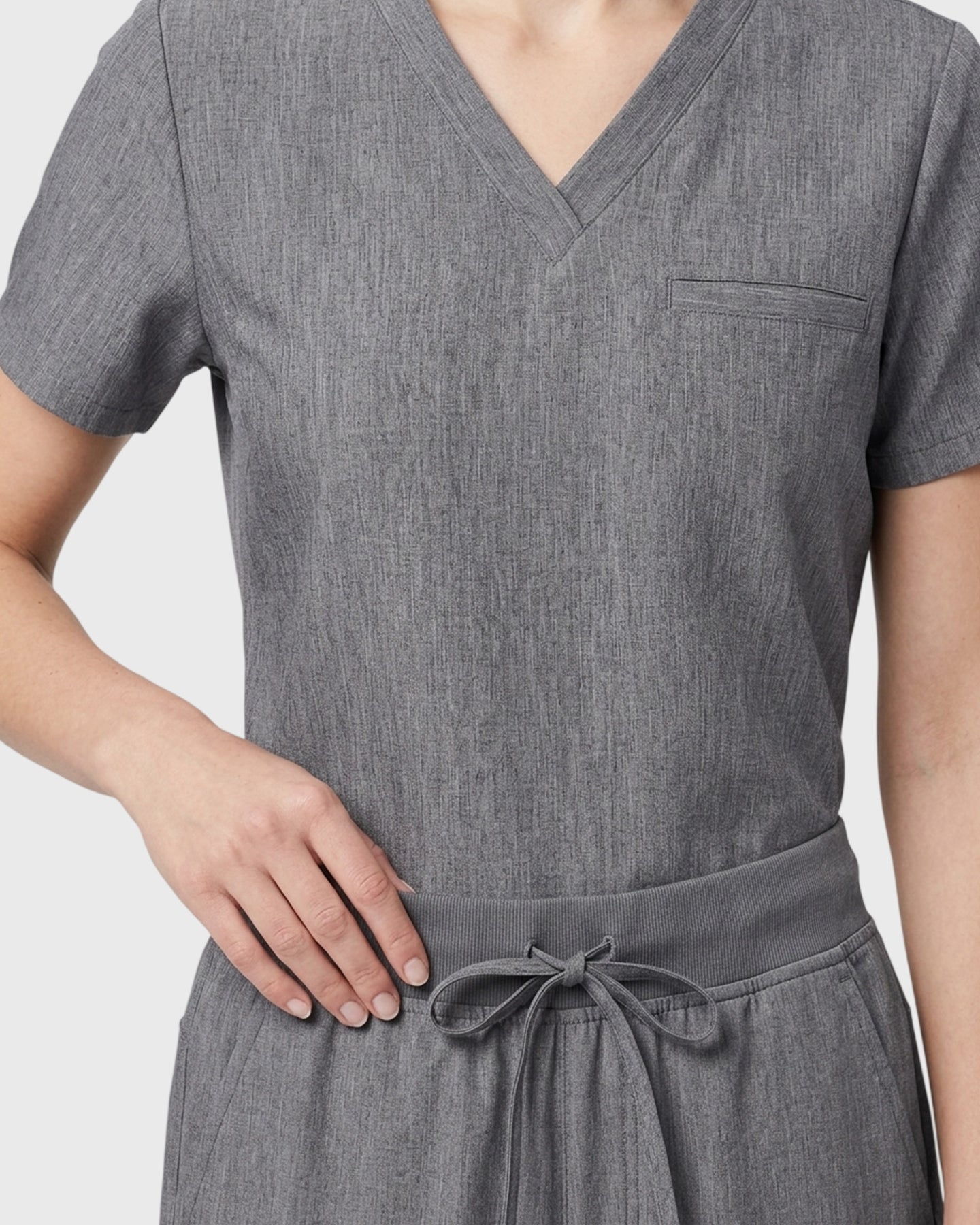 Women's One-Pocket V-neck Scrub Top Heather Gray