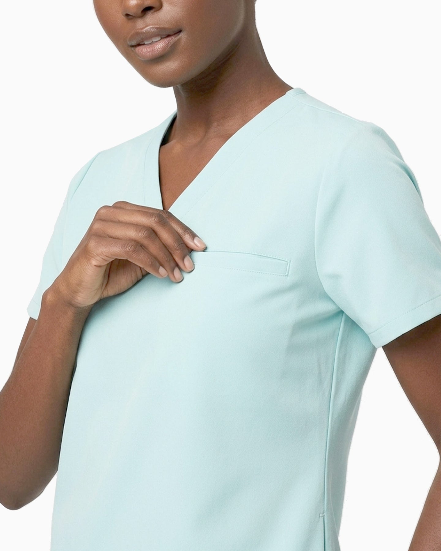Women's One-Pocket V-neck Scrub Top Sky Blue