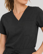 Women's One-Pocket V-neck Scrub Top Charcoal