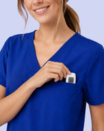 Women's One-Pocket V-neck Scrub Top Galaxy Blue