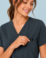 Women's One-Pocket V-neck Scrub Top Dark Harbor