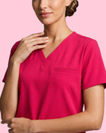 Women's One-Pocket V-neck Scrub Top Sangria
