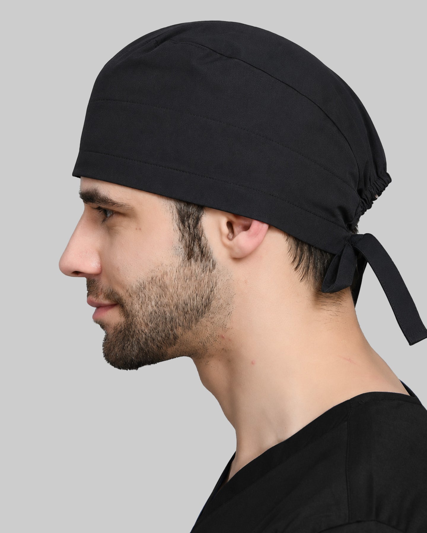 Premium Satin-Lined Scrub Cap Black