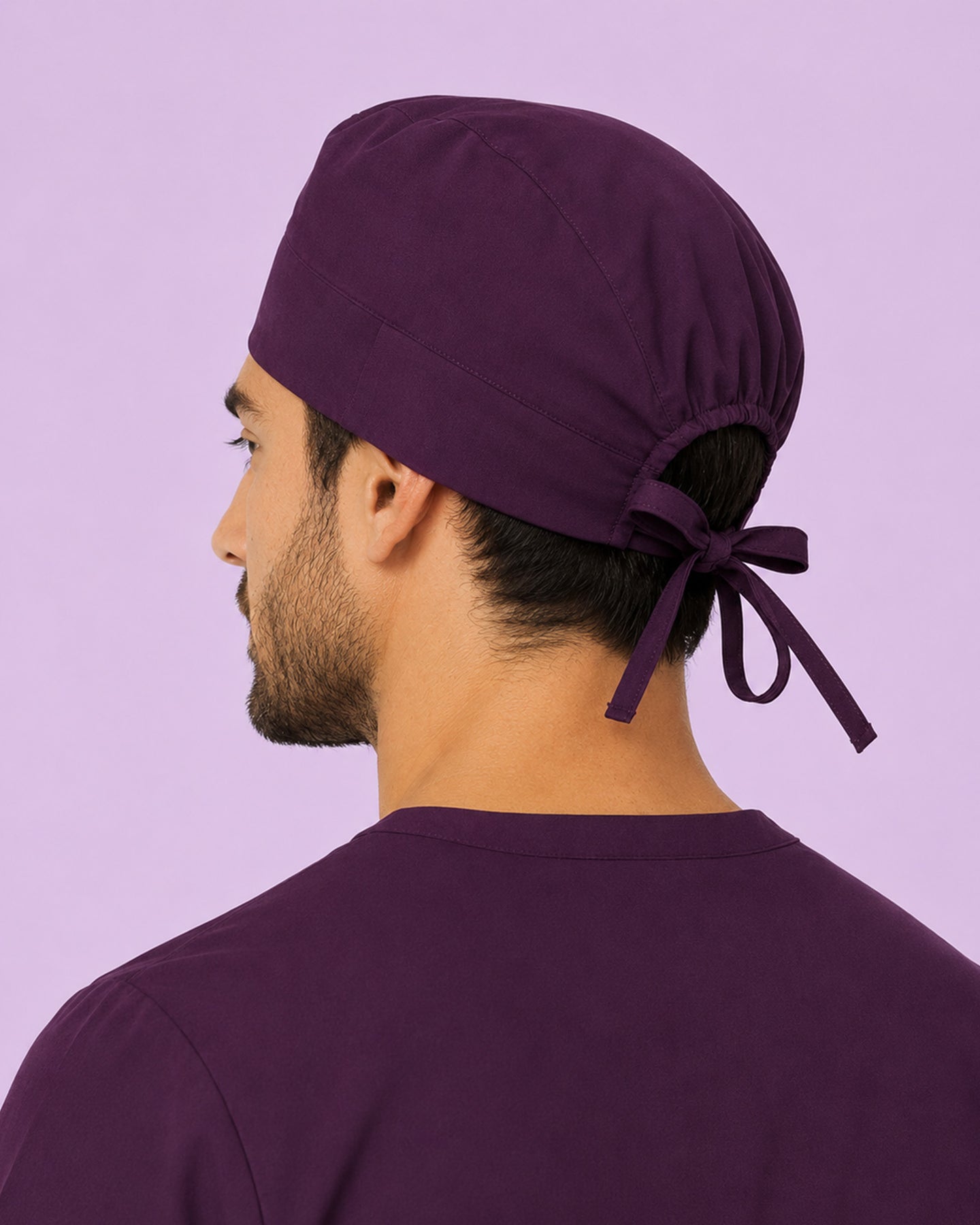 Premium Satin-Lined Scrub Cap Deep Eggplant