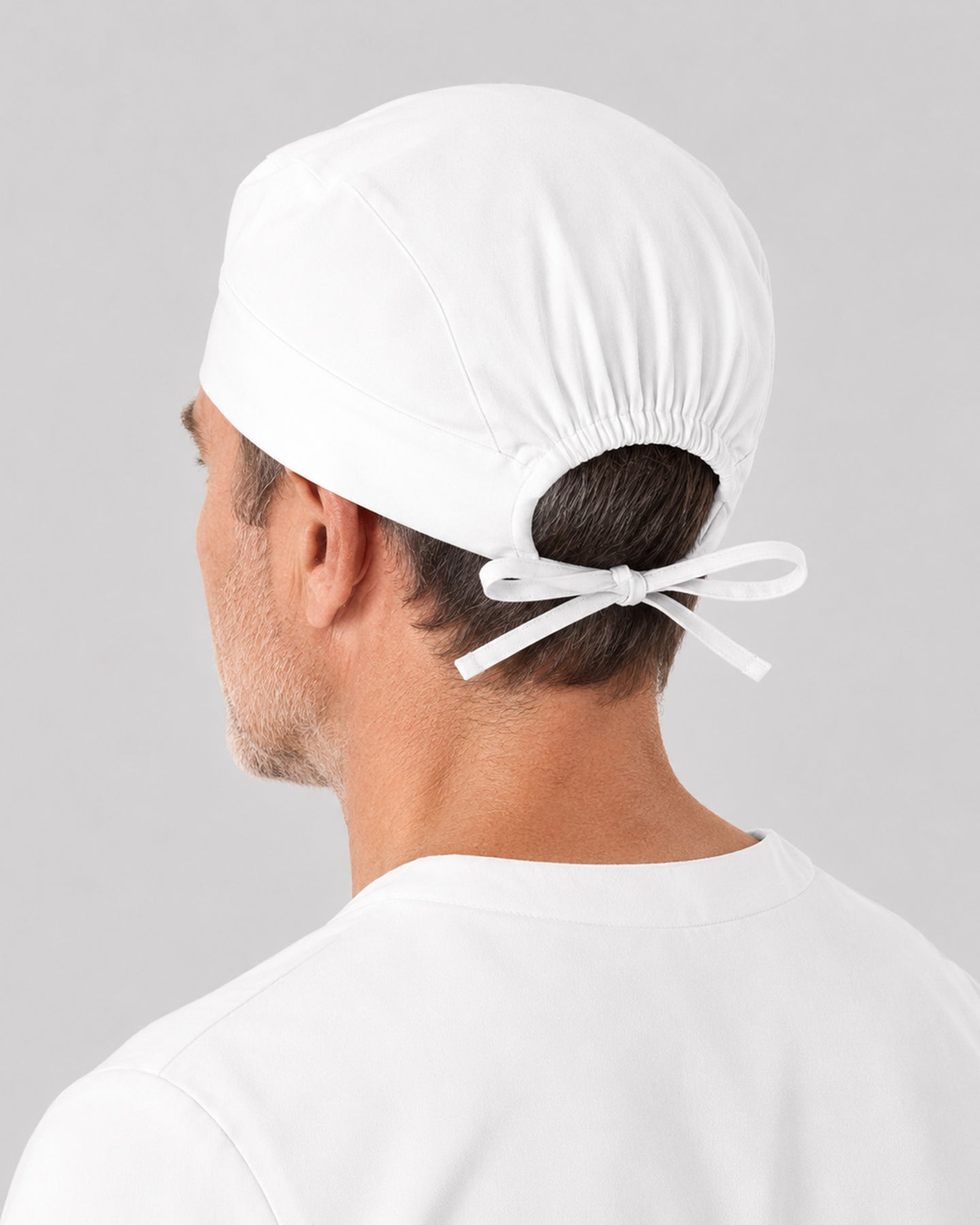 Premium Satin-Lined Scrub Cap White
