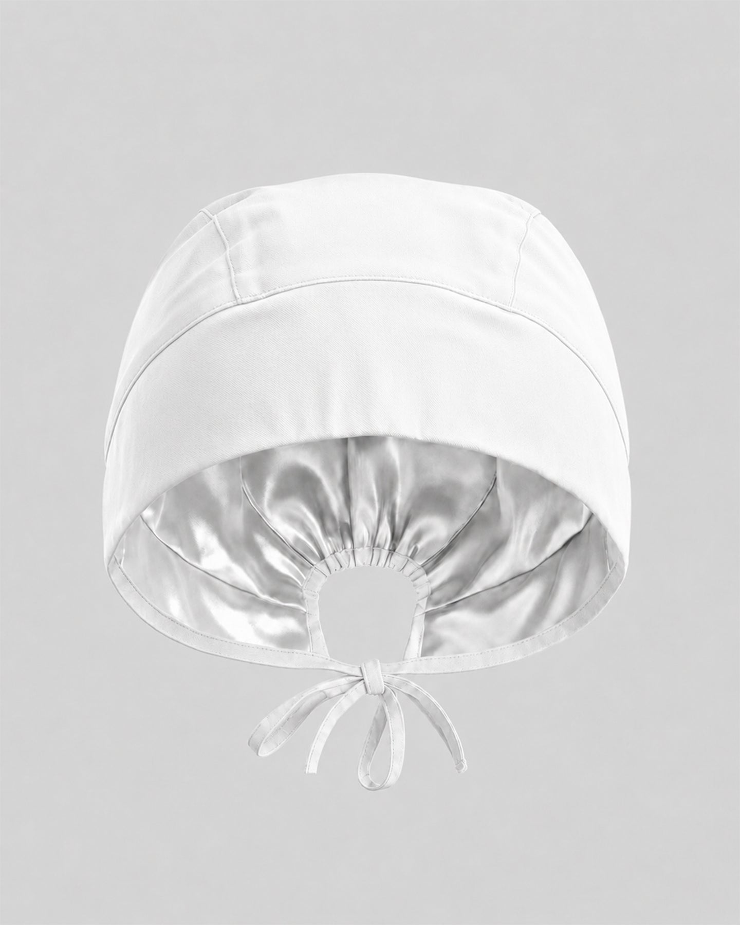 Premium Satin-Lined Scrub Cap White