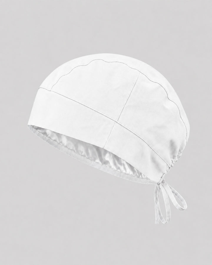 Premium Satin-Lined Scrub Cap White
