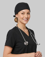 Premium Satin-Lined Scrub Cap Black