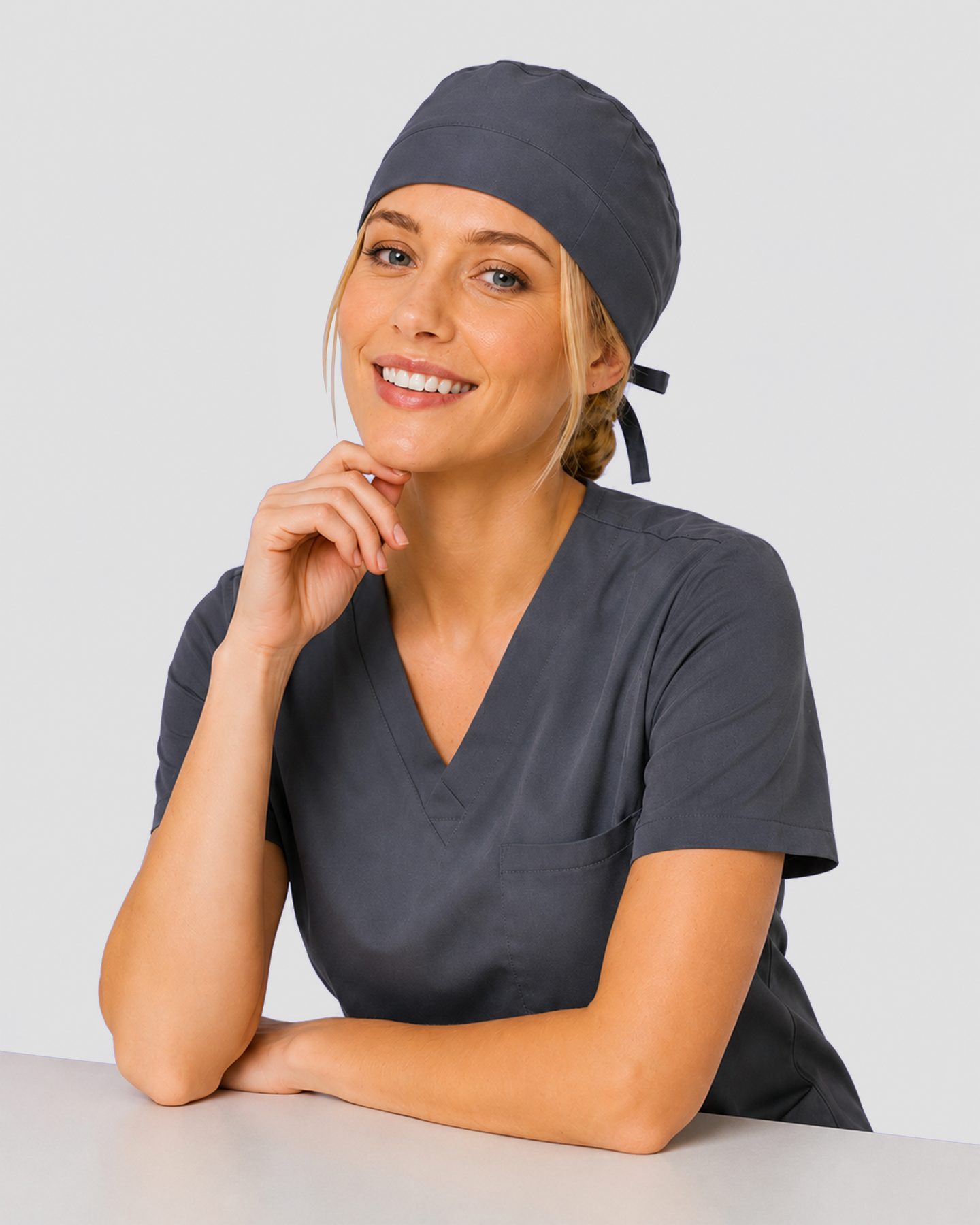 Premium Satin-Lined Scrub Cap Pewter